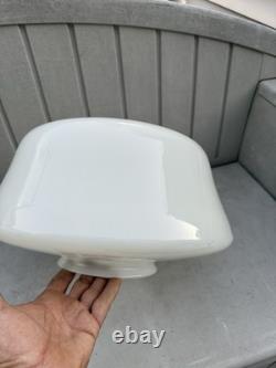 Pair VINTAGE WHITE MILK GLASS ART DECO SCHOOLHOUSE SHADES/GLOBE FOR CEILING LAMP