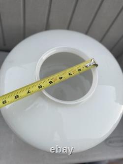 Pair VINTAGE WHITE MILK GLASS ART DECO SCHOOLHOUSE SHADES/GLOBE FOR CEILING LAMP