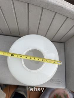 Pair VINTAGE WHITE MILK GLASS ART DECO SCHOOLHOUSE SHADES/GLOBE FOR CEILING LAMP