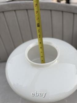 Pair VINTAGE WHITE MILK GLASS ART DECO SCHOOLHOUSE SHADES/GLOBE FOR CEILING LAMP