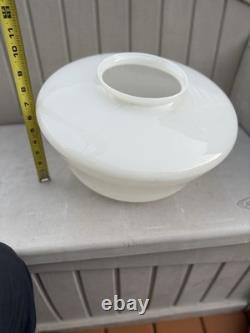 Pair VINTAGE WHITE MILK GLASS ART DECO SCHOOLHOUSE SHADES/GLOBE FOR CEILING LAMP