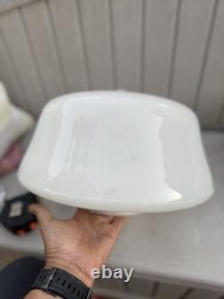 Pair VINTAGE WHITE MILK GLASS ART DECO SCHOOLHOUSE SHADES/GLOBE FOR CEILING LAMP