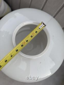 Pair VINTAGE WHITE MILK GLASS ART DECO SCHOOLHOUSE SHADES/GLOBE FOR CEILING LAMP