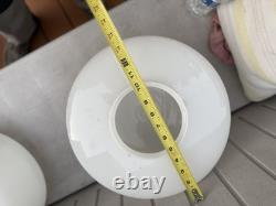 Pair VINTAGE WHITE MILK GLASS ART DECO SCHOOLHOUSE SHADES/GLOBE FOR CEILING LAMP