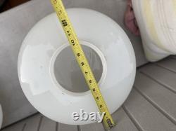 Pair VINTAGE WHITE MILK GLASS ART DECO SCHOOLHOUSE SHADES/GLOBE FOR CEILING LAMP