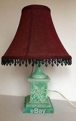 Pair VTG GENUINE TURQUOISE BLUE ONYX Table Lamp W Shades EPP&Co NEW YORK ITALY