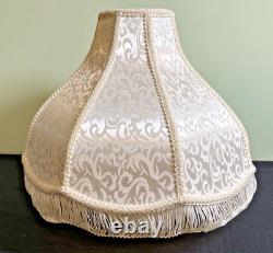 Pair Victorian Style Fringed Lampshades-8 Panels-Damask-15 x 10-Vintage