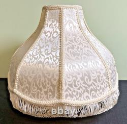 Pair Victorian Style Fringed Lampshades-8 Panels-Damask-15 x 10-Vintage