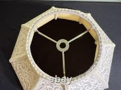 Pair Victorian Style Fringed Lampshades-8 Panels-Damask-15 x 10-Vintage