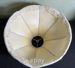 Pair Victorian Style Fringed Lampshades-8 Panels-Damask-15 x 10-Vintage