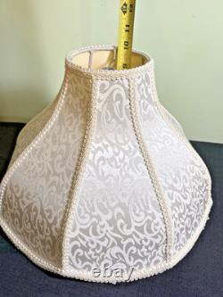Pair Victorian Style Fringed Lampshades-8 Panels-Damask-15 x 10-Vintage