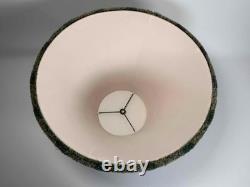 Pair Vintage 1980's Green Silk Pleated Empire Lampshades with Fringe 11.5 Tall