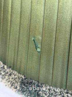 Pair Vintage 1980's Green Silk Pleated Empire Lampshades with Fringe 11.5 Tall