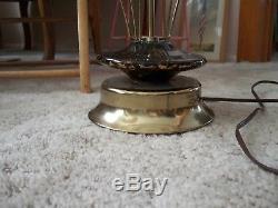 Pair Vintage 50's Mid Century Modern Atomic Table Lamps Fiberglass Shades EXCELT