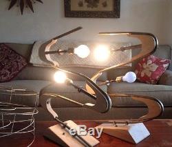 Pair Vintage 50s Majestic Z Boomerang Lamp 3 Shades Retro MCM Restore As Is