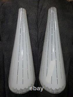 Pair Vintage Art Deco Glass Slip Shades For Light 12 Tall