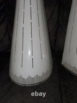 Pair Vintage Art Deco Glass Slip Shades For Light 12 Tall