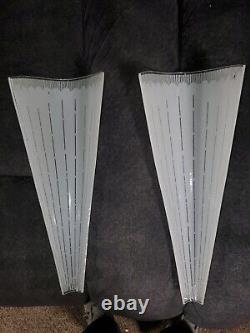 Pair Vintage Art Deco Glass Slip Shades For Light 12 Tall