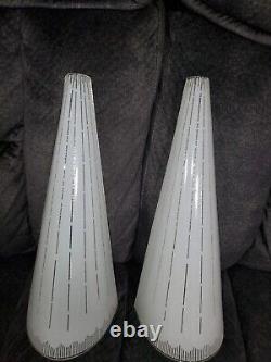 Pair Vintage Art Deco Glass Slip Shades For Light 12 Tall