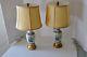 Pair Vintage Asian Chinese Vase Lamps With Silk Shades