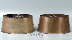 Pair Vintage Brass Bouillotte Lamp Shades W Tall Ship Cut Outs Sailing Boat VR