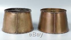 Pair Vintage Brass Bouillotte Lamp Shades W Tall Ship Cut Outs Sailing Boat VR