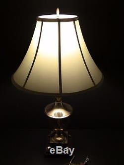 Pair Vintage Brass Pineapple Urn Table Lamps Hollywood Regency withShades