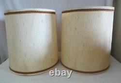 Pair Vintage Drum Barrel Lamp shade White Cream Ivory Textured Linen look