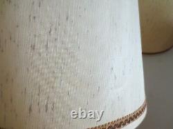 Pair Vintage Drum Barrel Lamp shade White Cream Ivory Textured Linen look