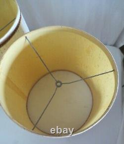 Pair Vintage Drum Barrel Lamp shade White Cream Ivory Textured Linen look