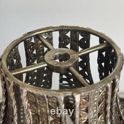 Pair Vintage Hollywood Regency Filigree Metal Onion Lamp Shades 11 Melon