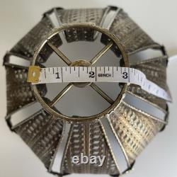 Pair Vintage Hollywood Regency Filigree Metal Onion Lamp Shades 11 Melon