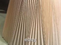 Pair Vintage Lamp Shade Tan/Ivory Double Pleated 14Tall