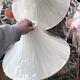 Pair Vintage Lamp Shades Off White Ivory Silk Fabric Trim Bell Lampshades New