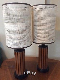Pair Vintage MID Century Modern Hans Wegner Lamps Fiberglass Shades Lamp