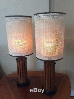 Pair Vintage MID Century Modern Hans Wegner Lamps Fiberglass Shades Lamp