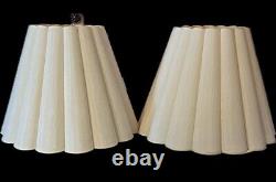 Pair Vintage Mid Century Fluted Scallop Drum Lamp Shade Hollywood Regency Retro