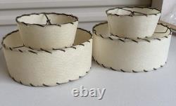 Pair Vintage Mid Century Modern Two 2 Tier Fiberglass Lamp Shades MCM Set NICE