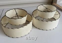 Pair Vintage Mid Century Modern Two 2 Tier Fiberglass Lamp Shades MCM Set NICE