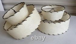 Pair Vintage Mid Century Modern Two 2 Tier Fiberglass Lamp Shades MCM Set NICE