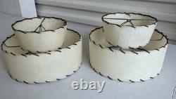 Pair Vintage Mid Century Modern Two 2 Tier Fiberglass Lamp Shades MCM Set NICE