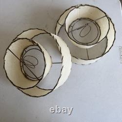 Pair Vintage Mid Century Modern Two 2 Tier Fiberglass Lamp Shades MCM Set NICE