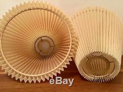 Pair Vintage Mid Century Teak Scissor Lamps Original Corrugated Plastic Shades