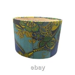 Pair Vintage Mod 1960s Paisley Floral Handmade Custom Lamp Shaded Blue Green