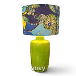 Pair Vintage Mod 1960s Paisley Floral Handmade Custom Lamp Shaded Blue Green Pair Vintage Mod 1960s Paisley Floral Handmade Custom Lamp Shaded Blue Green