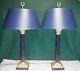 Pair Vintage Neoclassical Table Lamps Lights 3- Way Switch With Shades