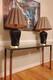 Pair Vintage Post Modern Shell Table Lamps With Original Shades