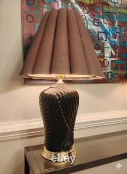 Pair Vintage Post Modern Shell Table Lamps With Original Shades