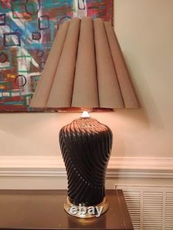Pair Vintage Post Modern Shell Table Lamps With Original Shades