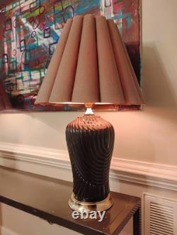 Pair Vintage Post Modern Shell Table Lamps With Original Shades